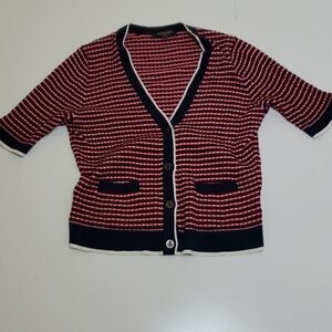 BROOKS BROTHERS RED BLUE WHITE SHORT SLEEVE NAUTICAL ANCHOR SWEATER L LARGE